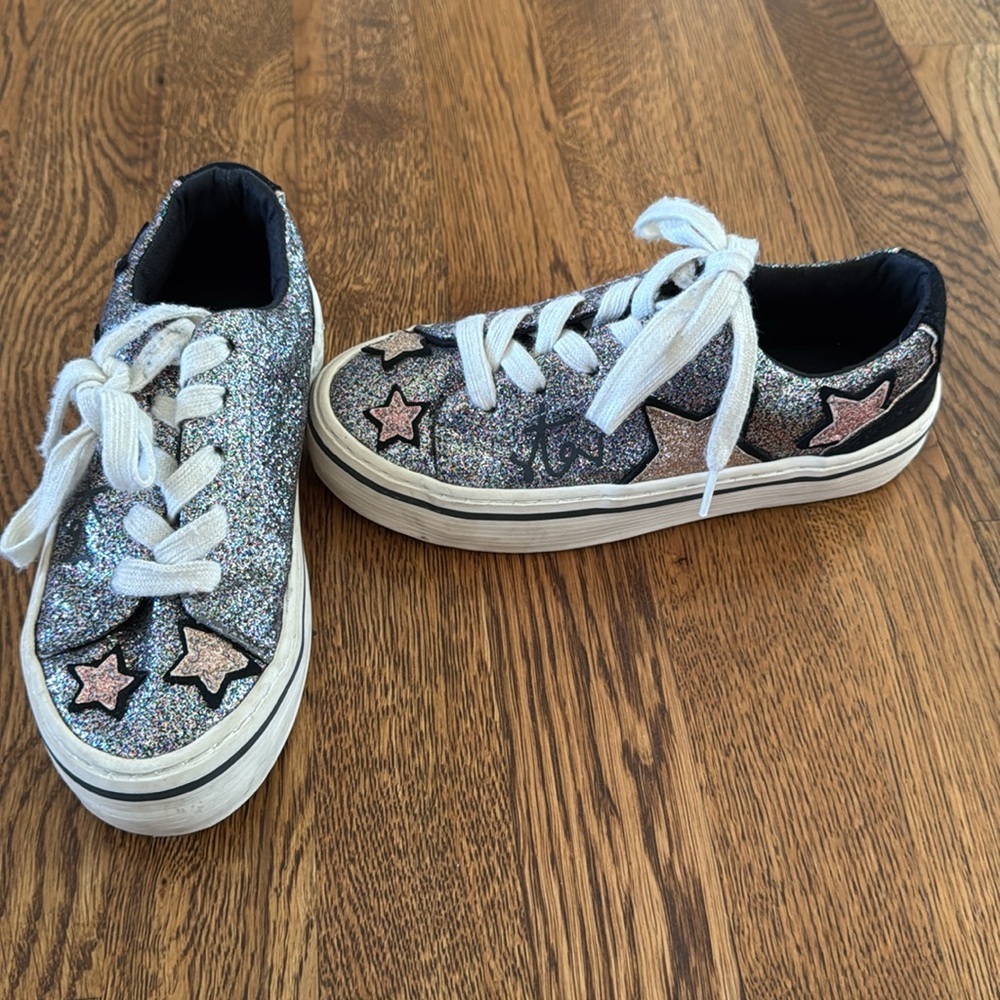 Zara Kid’s Sparkly Silver Shoes with Star Design Size 31